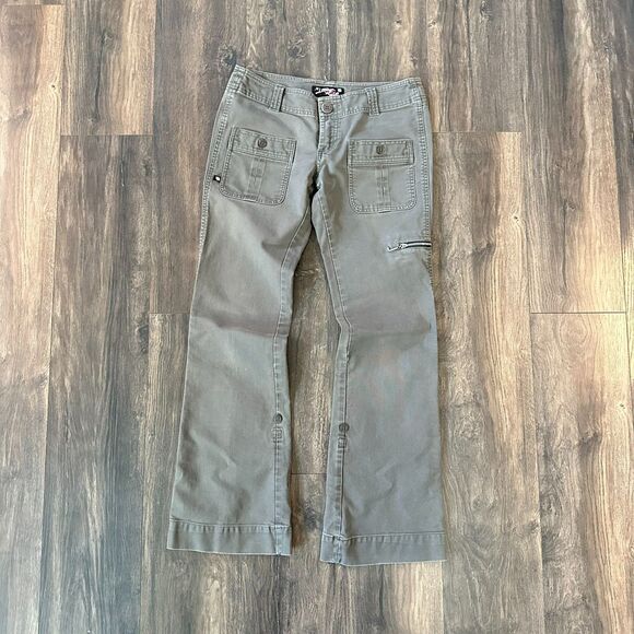 Lost Pants - Y2K Lost Girl Convertible Cargo Pants Grey Flare Utility Sz 5 Small Vintage Gorp